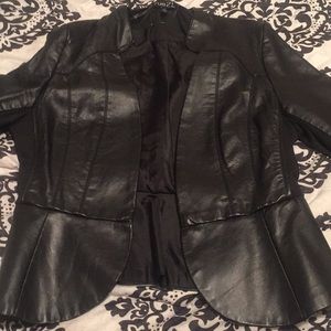 Peplum leather jacket